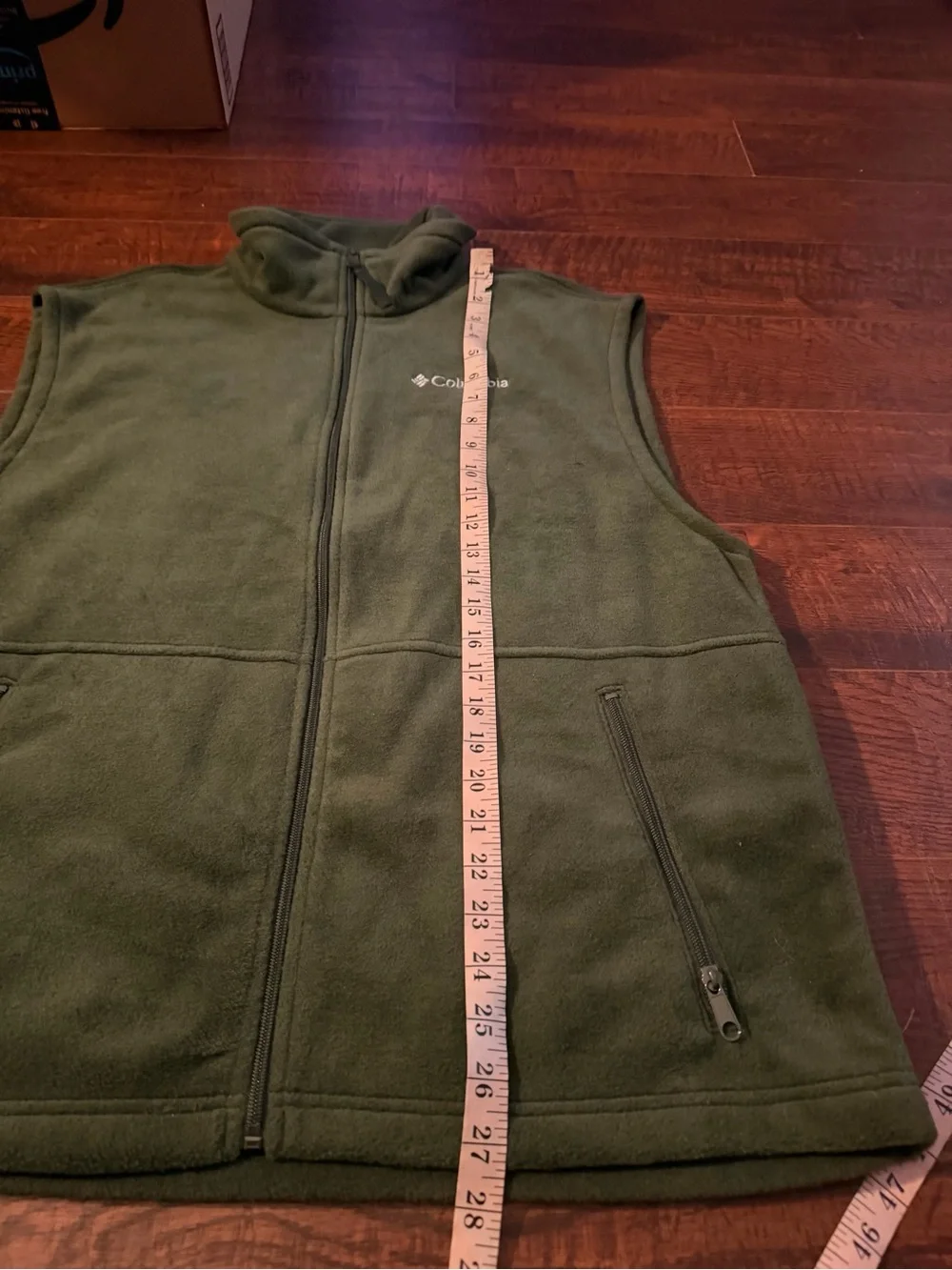 Columbia Fleece Vest Men's Green Olive Full Zip Sleeveless Outdoor Jacket Size L